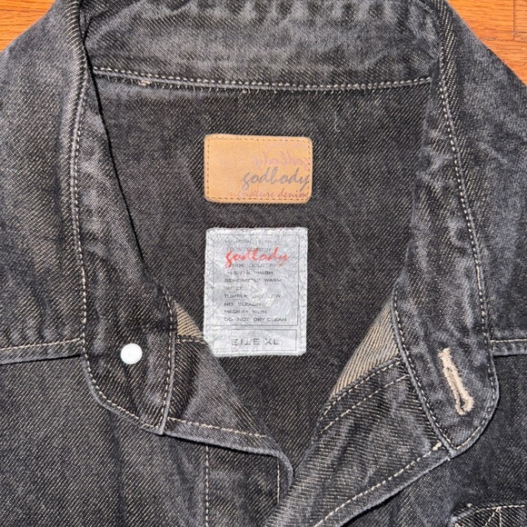 Godbody Denim Jacket 70's Street Wear Embroidered Headset Dice Money Over Sz XL - Picture 4 of 5